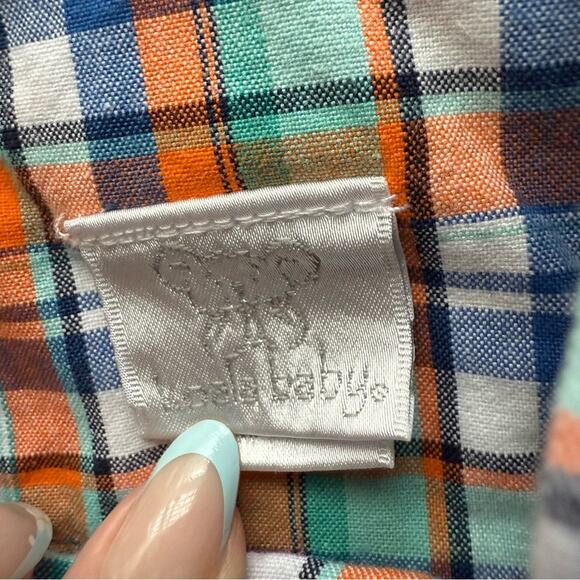 Big Wave Surf Boys Plaid Overalls 18M Adjustable Straps Colorful Summer Romper - Picture 4 of 5